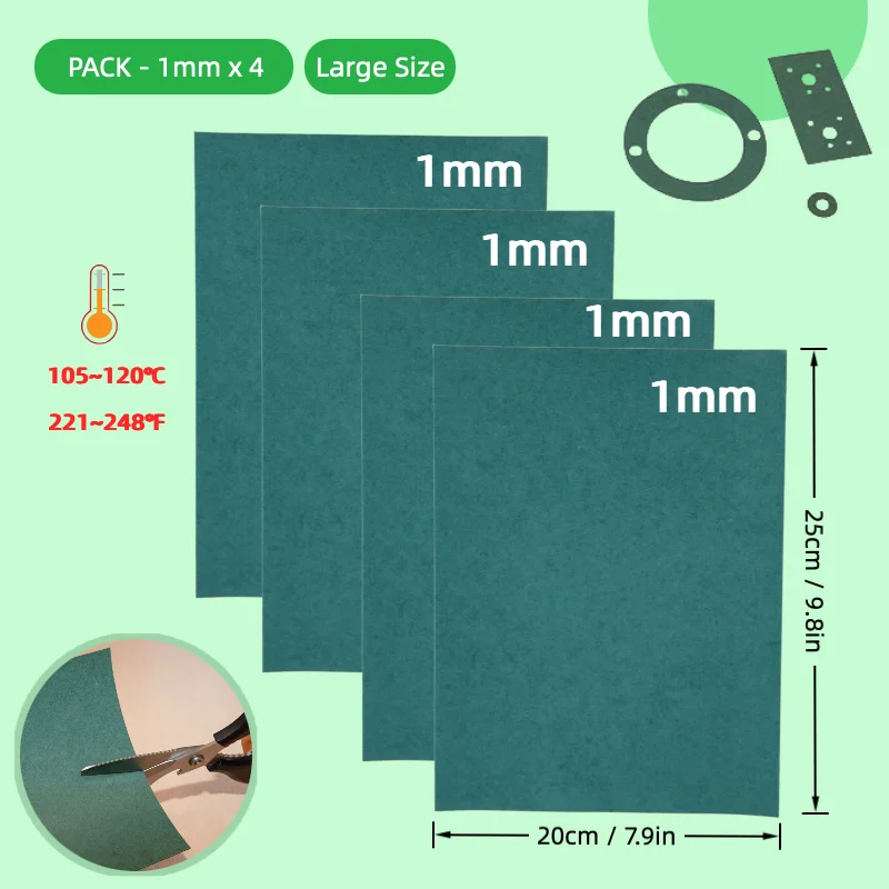 4PCS 1mm Gasket Paper Sheets Tear-Resistant Heatproof Oil Resistant DIY Engine Gaskets Scooter Motorcycle Lawnmower Chainsaw