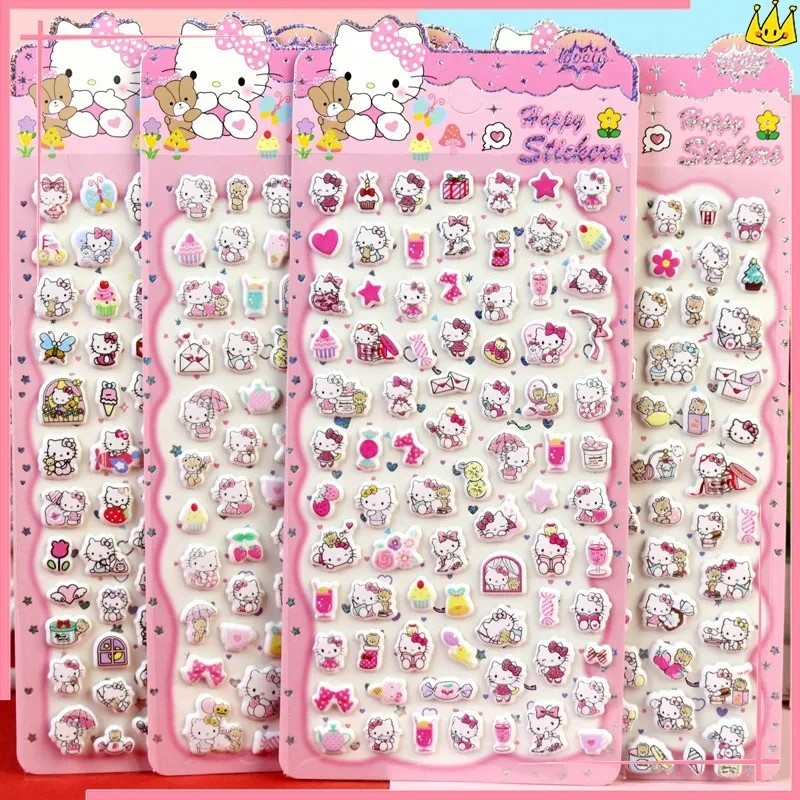 Naklejki 3D Hello Kitty, urocze, anime, piankowe, wodoodporne, miękkie, do samodzielnego wykonania, do albumów, pamiętników i dekoracji.