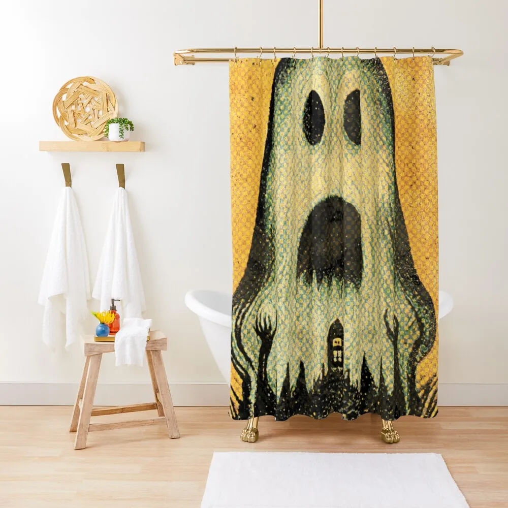 Halloween Spooky Ghost Shower Curtain Scary Ghosts Shadow Silhouette Bathroom  Curtains   Decor with Hook