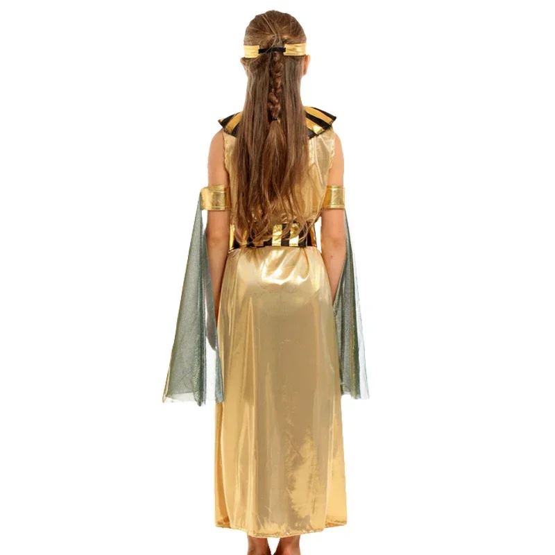 Adult Costume Men's Dress Prom  Women Cosplay Ancient Egyptian King Queen Robe Headwear Golden Egyptian Pharaoh