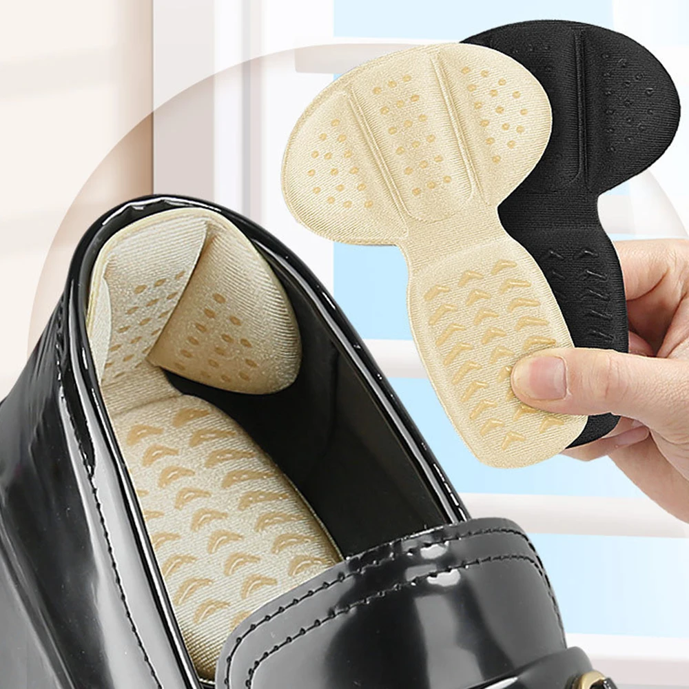 Pegatinas antideslizantes para el talón, reductor de tamaño, protección del talón en forma de T, almohadillas para los pies, alivio del dolor, plantillas transpirables para zapatos, almohadilla para el cuidado de los pies