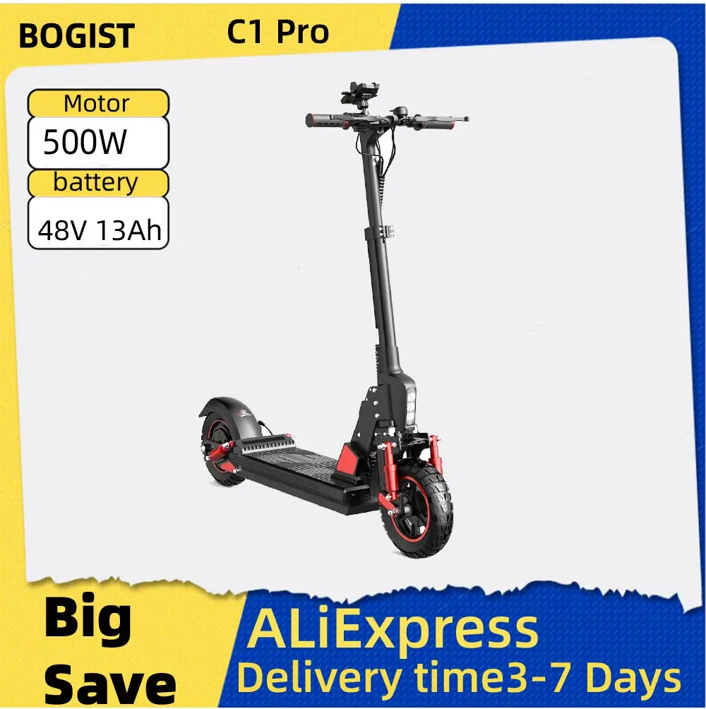 

BOGIST C1 PRO Adult Electric Scooter 500W Motor 48V15Ah Battery Foldable Electric Scooter 10 Inch Tire Off-Road E-Scooter