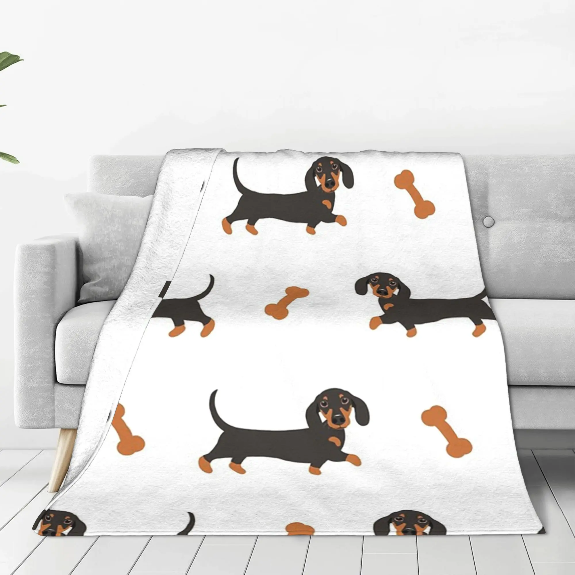 Black and Tan Dachshund Sausage Dog Blanket Portable Flannel Sofa Throw Blanket for Home Bedroom Outdoor Throws Bedspread Quilt