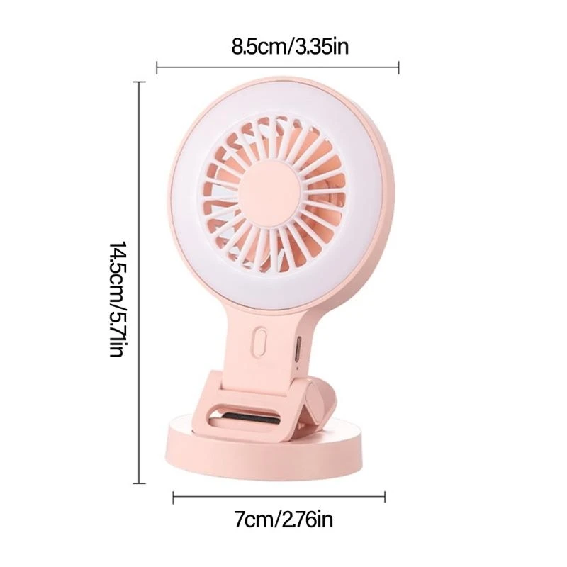 3 سرعة مروحة صغيرة مع LED LED المتكامل وسطوع الهاتف القابل للتعديل لتعزيز النشاط في الهواء الطلق والداخلي H05A