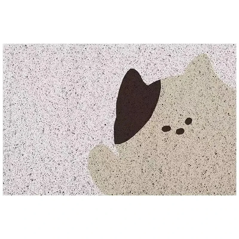 VIKAMA Ins Style Sand Grain Floor Mat Simple Beige Black Cat Pattern Dust Removal Washable Bathroom Balcony Anti Slip Rug