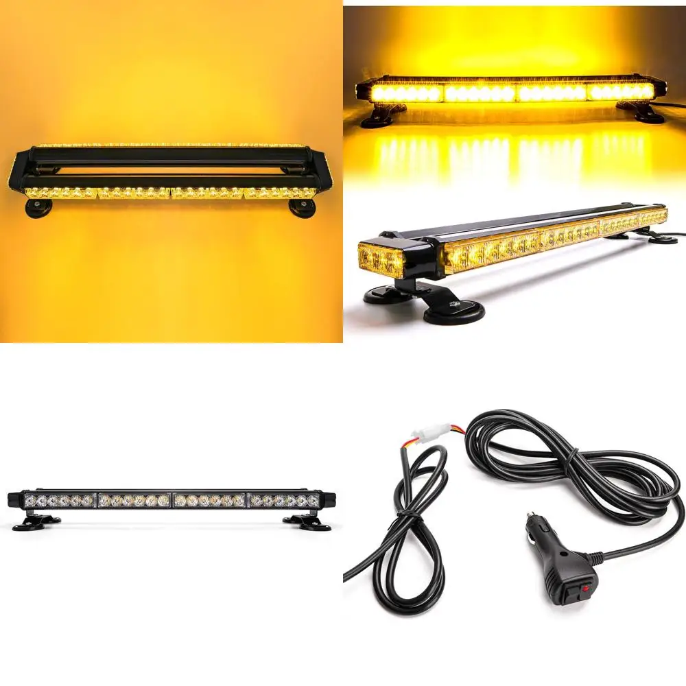 

54-LED Amber Yellow Rooftop Beacon Light Bar with Magnetic Base for Work Trucks and Tow Vehicles