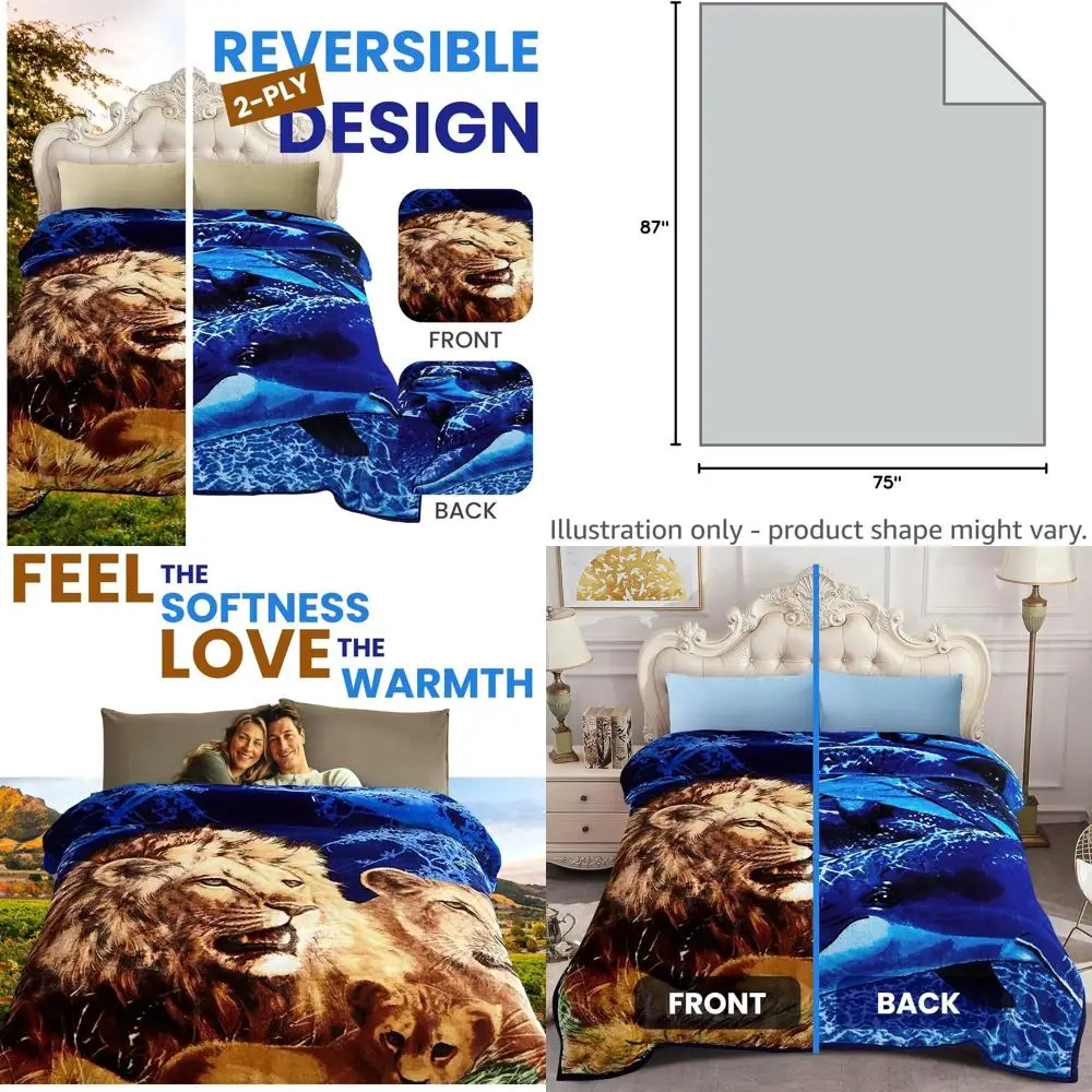 

Плотное и мягкое двустороннее плюшевое зимнее одеяло с принтом - теплое, уютное, шелковистое, размер Queen, 5 фунтов, 87 x 75 дюймов