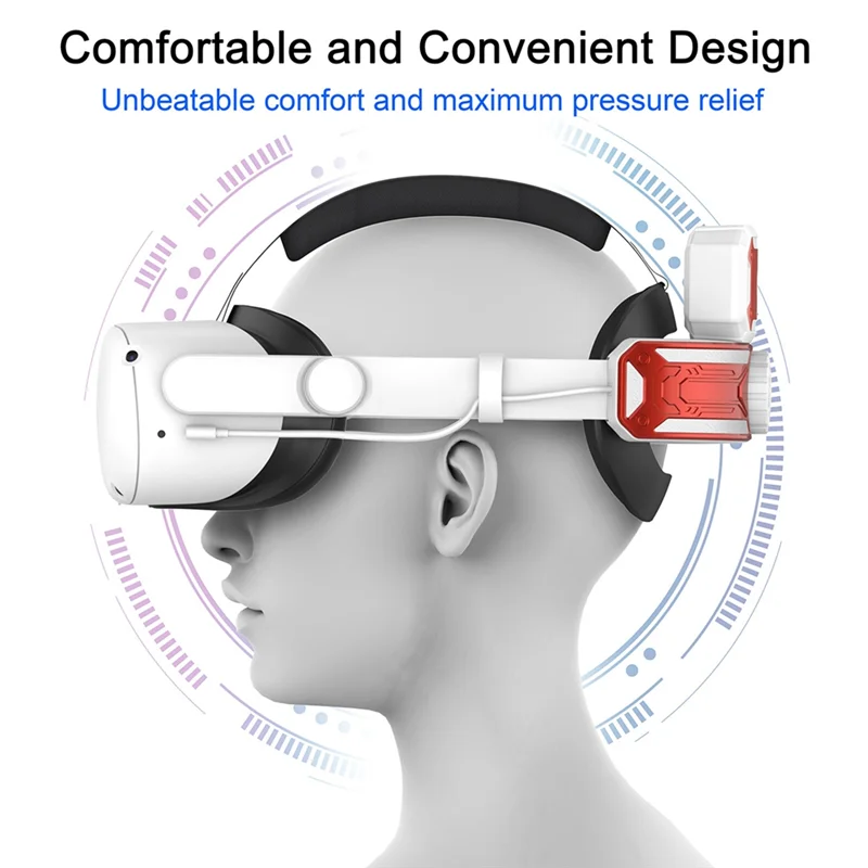 A73E-VR Head Strap With Battery For Meta/Oculus Quest 2,Adjustable Elite Strap VR Power Charger Station VR Accessories