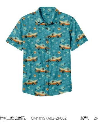 Summer Hawaiian large size beach short-sleeved shirt with pockets creative 3D pure cotton direct spray full printed lining