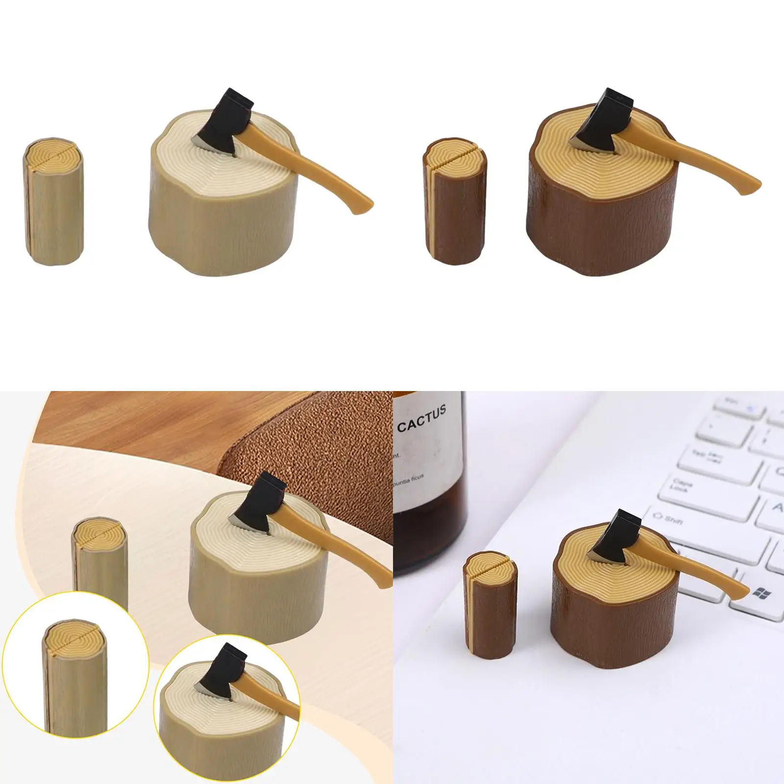 

1/12 Axe and Wooden Stake Set Mini Garden Accessories Set Supplies Terrarium Figurine