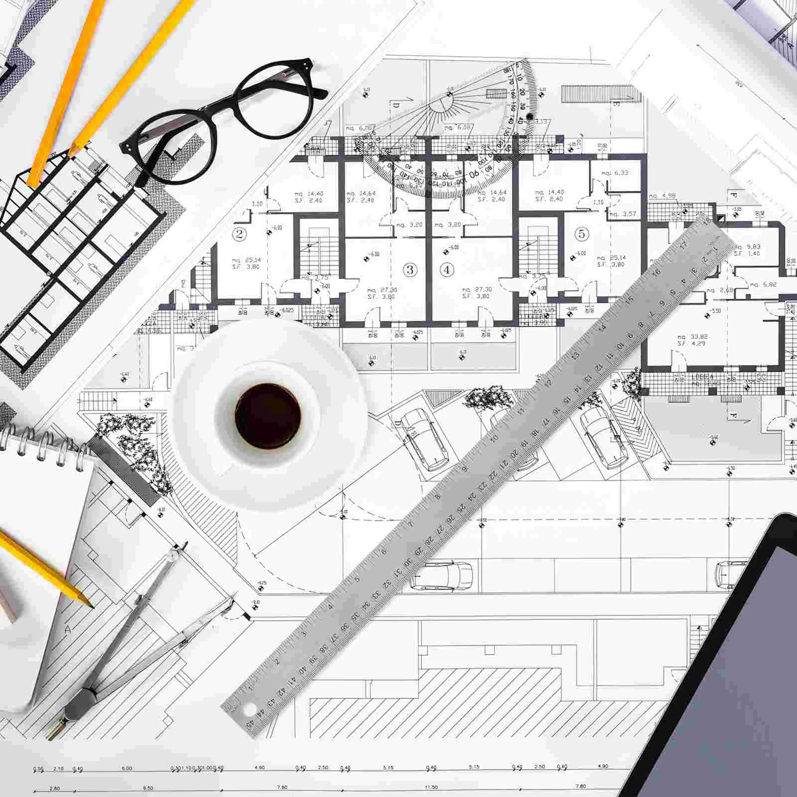 Manual Stainless Steel Cork Ruler Child Quilting Rulers School Block Woodworking Measuring