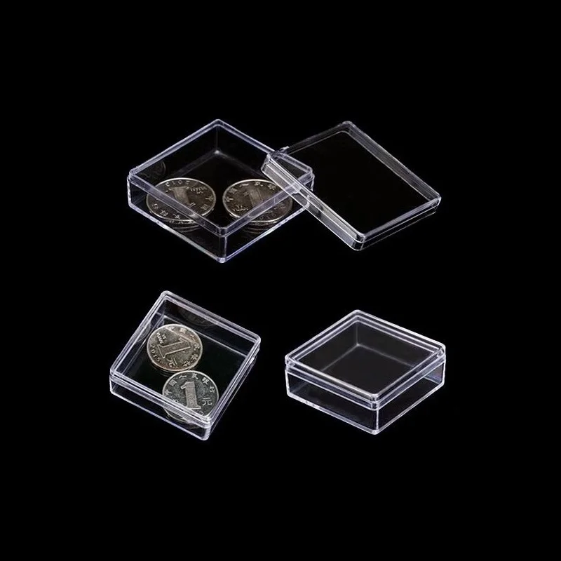 10pcs 4x4x2.4cm 5x5x2cm Small Clear Plastic Tester Jars, Transparent Square Storage Boxes, Jewelry Container