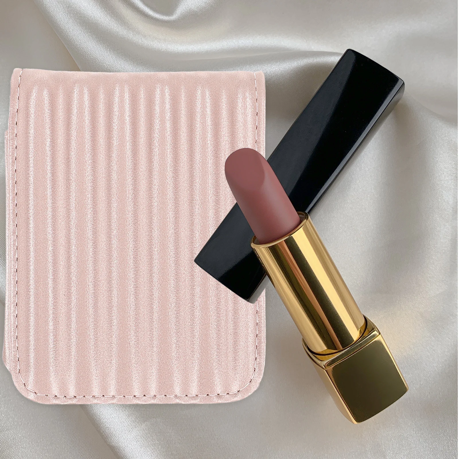 

Small Lipstick Case PU Shockproof Lipstick Holder for Purse with Mirror Mini Makeup Bag Compact Pouch