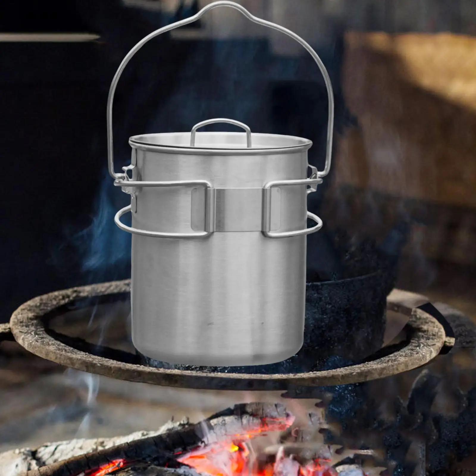 

Foldable Camping Cup Stainless Steel Drinkware Lightweight Compact Cook Pot Water Mug for Camp Travel Picnic Hunting Hiking