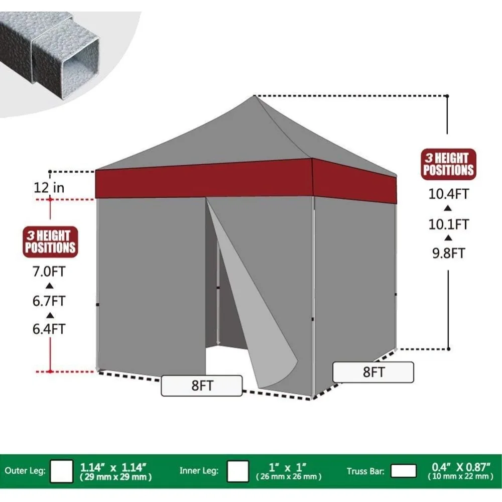 nopy Tent Commercial Instant Canopies with 4 Removable Zipper End Side Walls and Roller Bag, Bonus 4 SandBags(Gray)