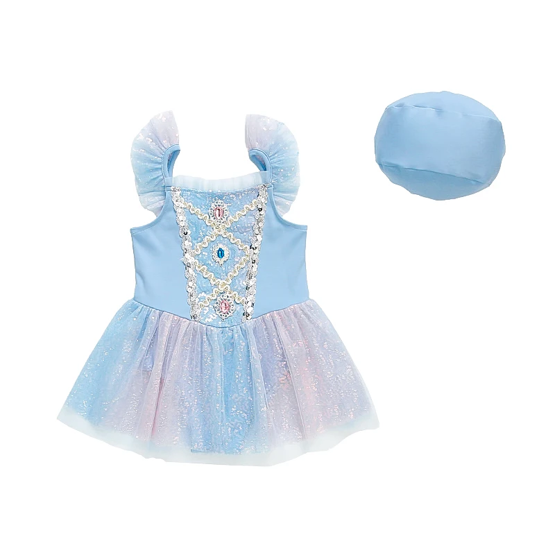 

Baby Girls Swimsuit Young Girl One-Piece Quick Dry Swimwear Princess Bathing Suit Little Girls Swimming Wear Bikini Size 2-11Y