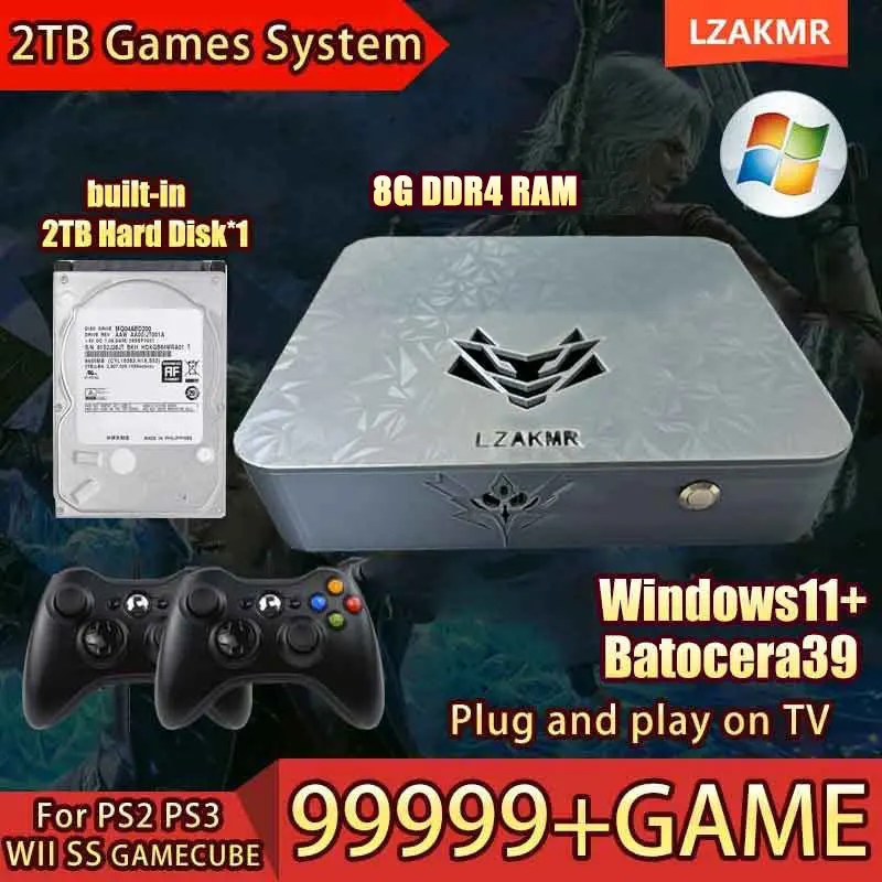 

NEW AK1 Pro Game Box 99999+GAME Windows 11 2TB Game System For PS2 PS3 WII SS GAMECUBE Sega Saturn Retro Game Box Intel