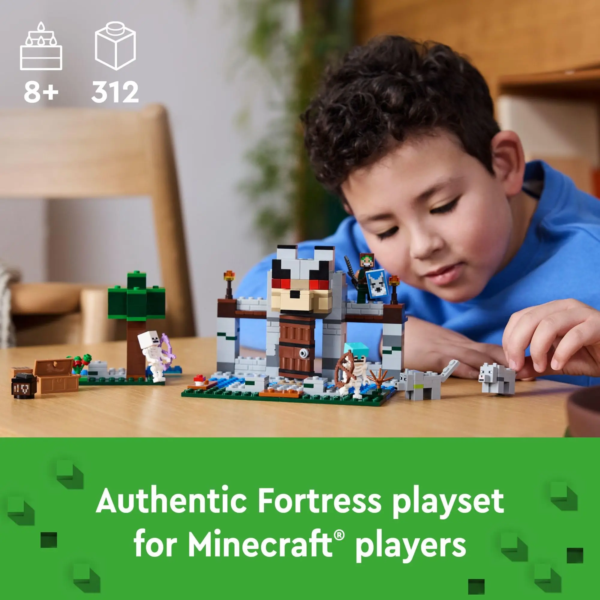 LEGO Minecraft-21261 Wolf Fortress Creative Building Block Toys, Room Decoration Ornaments