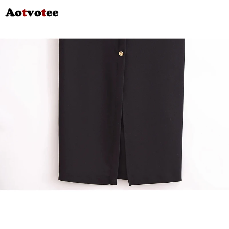 فستان Aotvotee للنساء برقبة دائرية مع حزام فساتين غير رسمية لربيع وصيف 2025 فستان نسائي جديد بصدر واحد عالي الخصر