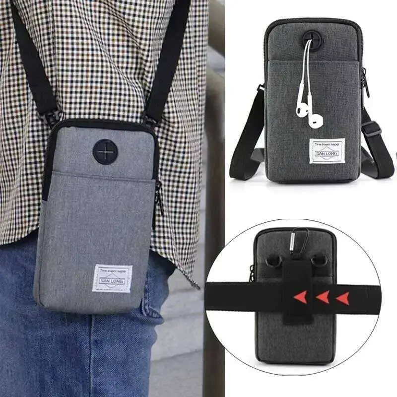 Unisex Outdoor Sports Crossbody Phone Bag Multi-Functional Vertical Oxford Cloth Waist Bag Practical Belt Waist Bag view 3