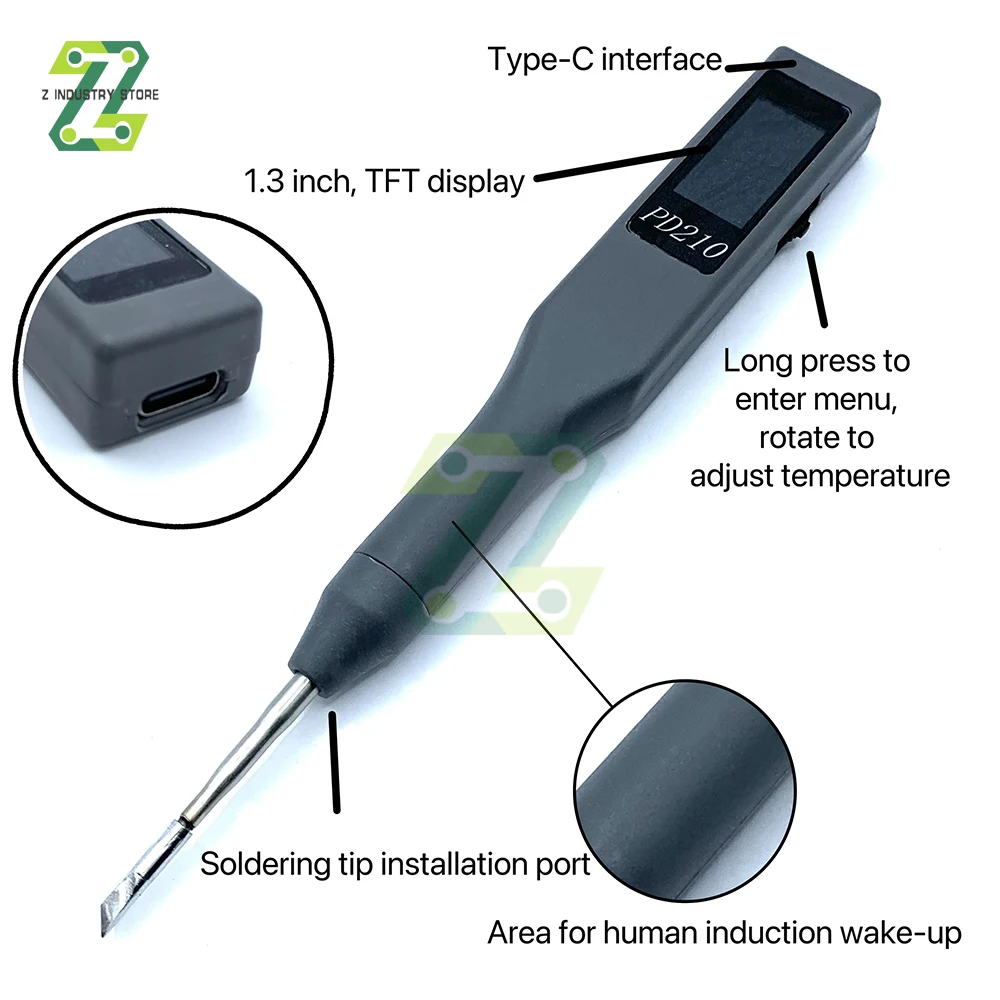 PD210 Smart Electric Soldering Iron Portable JBC-210 Soldering Iron PD 70W Adjustable Constant Temperature Fast Heat Kit