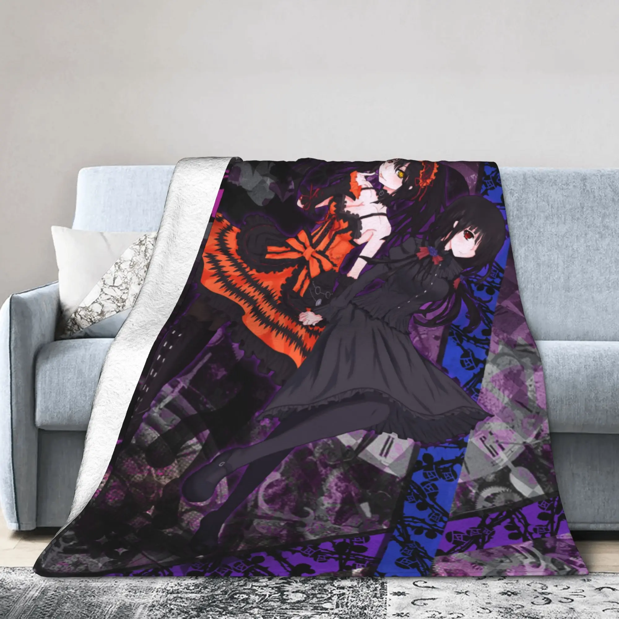 data-um-ao-vivo-lolita-moda-tokisaki-kurumi-coral-velo-pelucia-lance-cobertor-anime-para-casa-cobertor-de-malha-escritorio-colcha-portatil