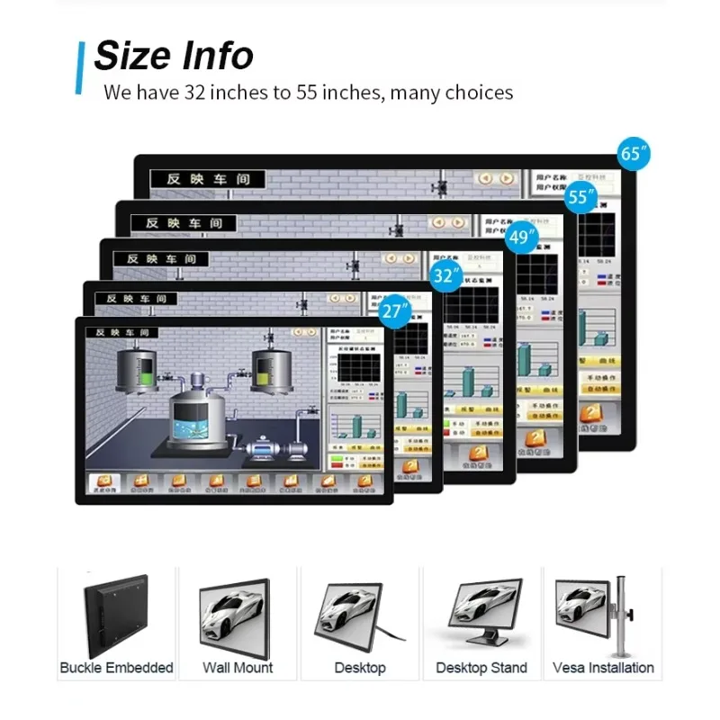جديد 27 32 43 بوصة 1920x1080 نظام أندرويد الحائط شاشة Lcd مقاوم للماء الصناعية بالسعة شاشة تعمل باللمس