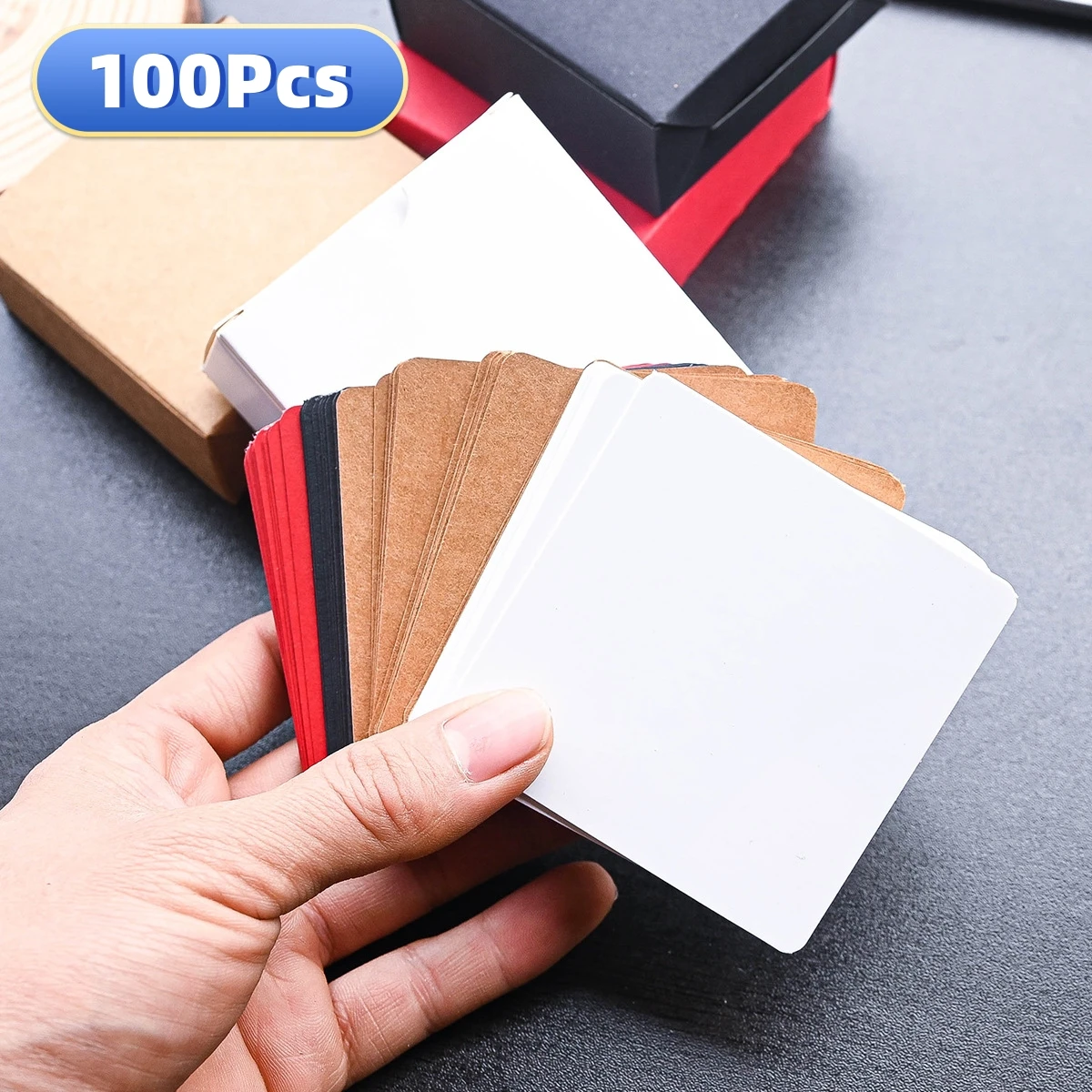 100pcs Retro Double Sided Blank Kraft Paper Card Word Card Note Message Card DIY Postcard Gift Greeting Invitation Card