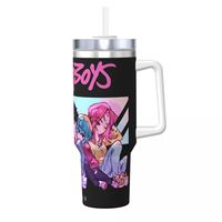 Stainless Steel Tumbler KPop Demon Hunters Mugs Cup With Straws Saja Boys Travel Cold and Hot Water Bottle Keep Heat
