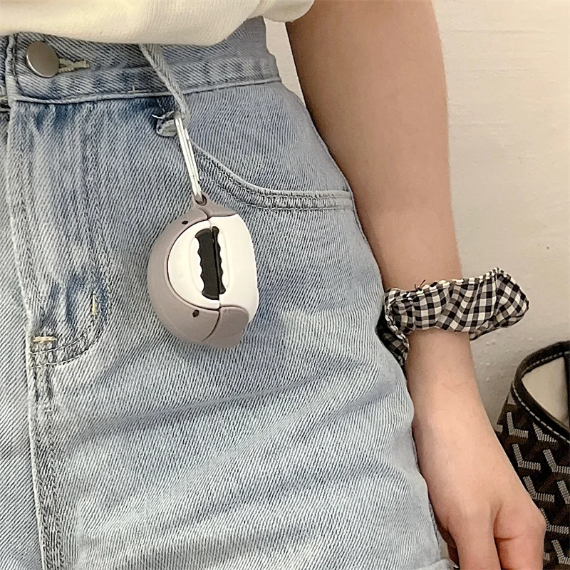 3D Leuke Cartoon Haai Oortelefoon Case Voor Samsung Galaxy Knoppen Pro 2 Opladen Doos Luxe Cover Voor Samsung Knoppen Live pro