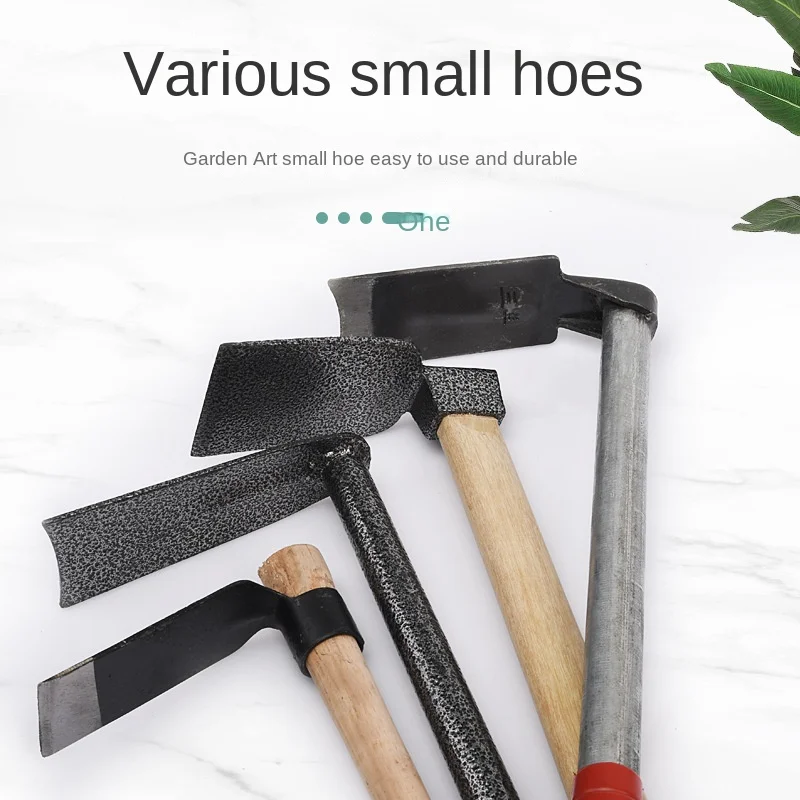 Garden tools digging soil wooden handle household garden wasteland weeding planting flowers and vegetables agricultural mini hoe