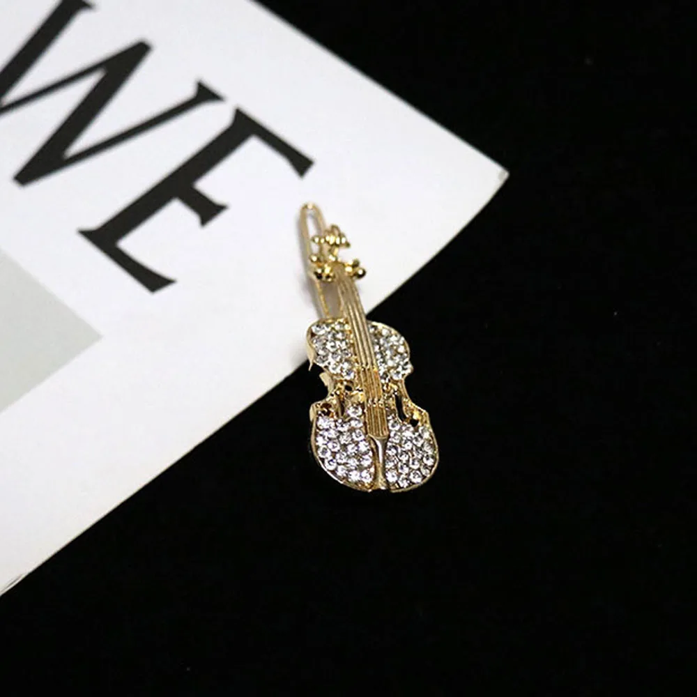 Korean Fashion Crystal Rhinestone Bangs Clip Cute Sweet Violin Hair Clip Hairpin Hair Accessories Barrette