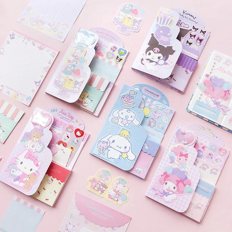 Kawaii Sanrio Melody Cinnamoroll Envelope Set Kawaii Kitty Festival Message Greeting Card Memo Pad School Supplies Kids Gift