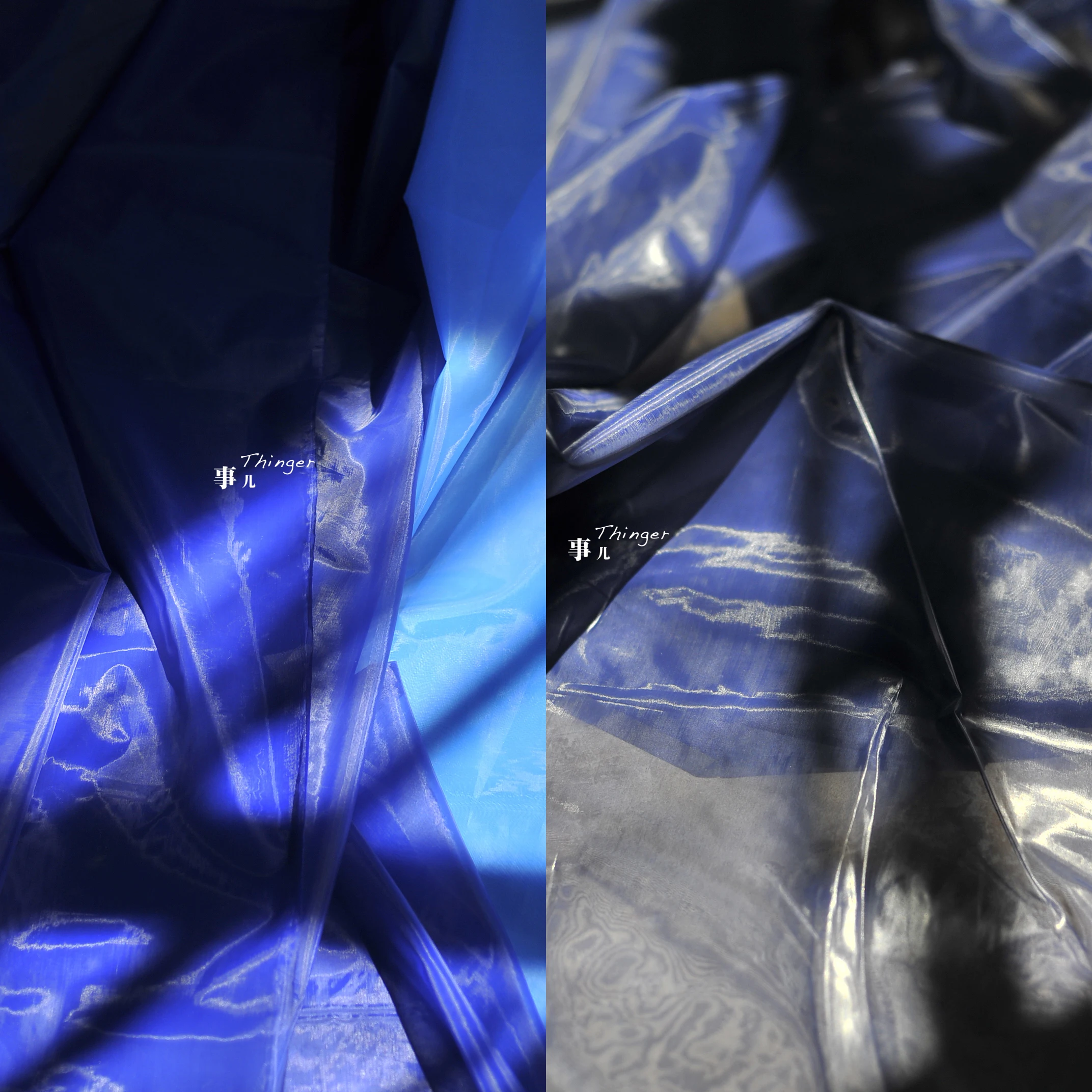 Nylon Organza Fabric-High Density Bright Organza Smooth and Wide Fashion Cloth Blue Color