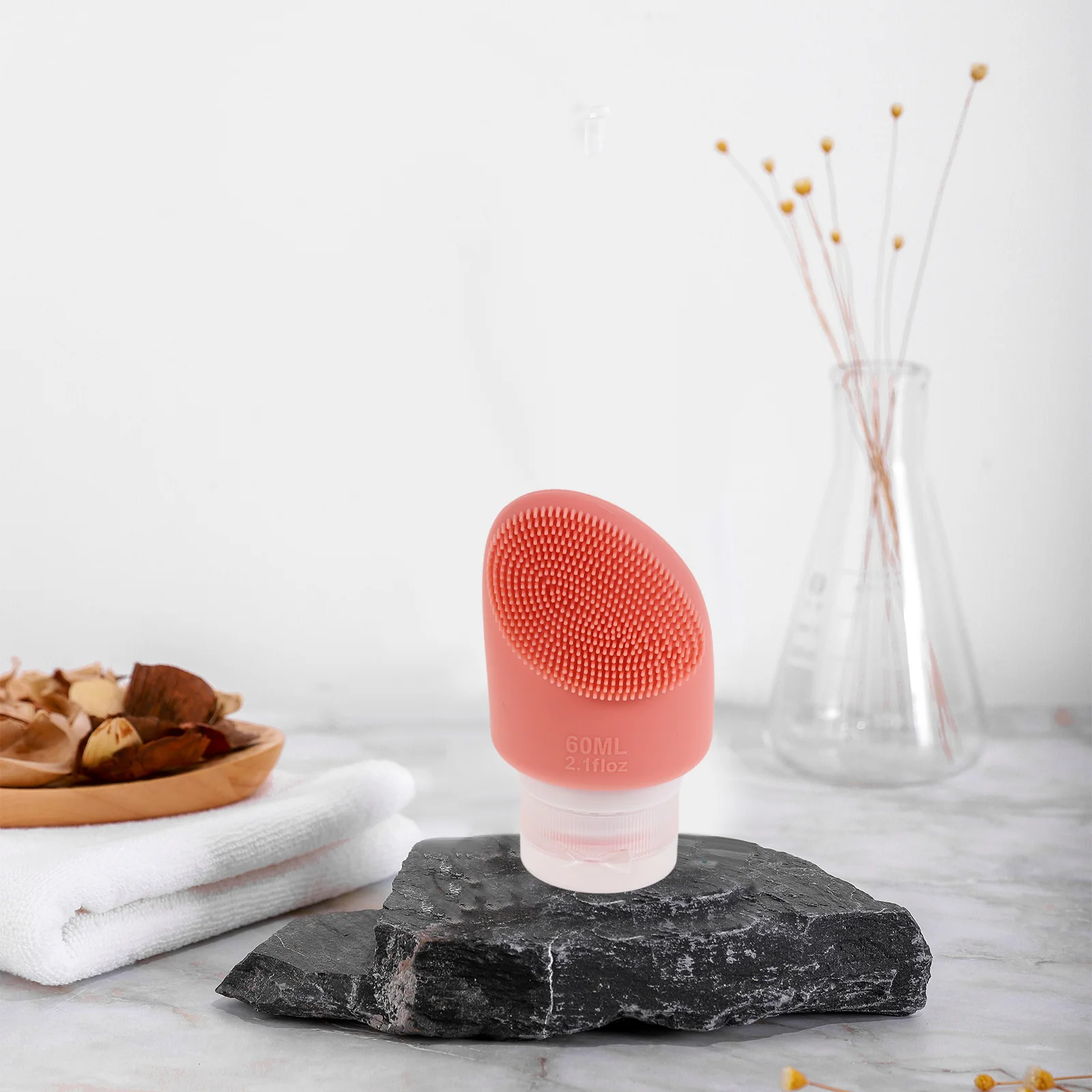 

Silicone Travel Bottles Facial Brush Leakproof 60ml Squeezable Refillable Shampoo Conditioner Toiletries Container Travel