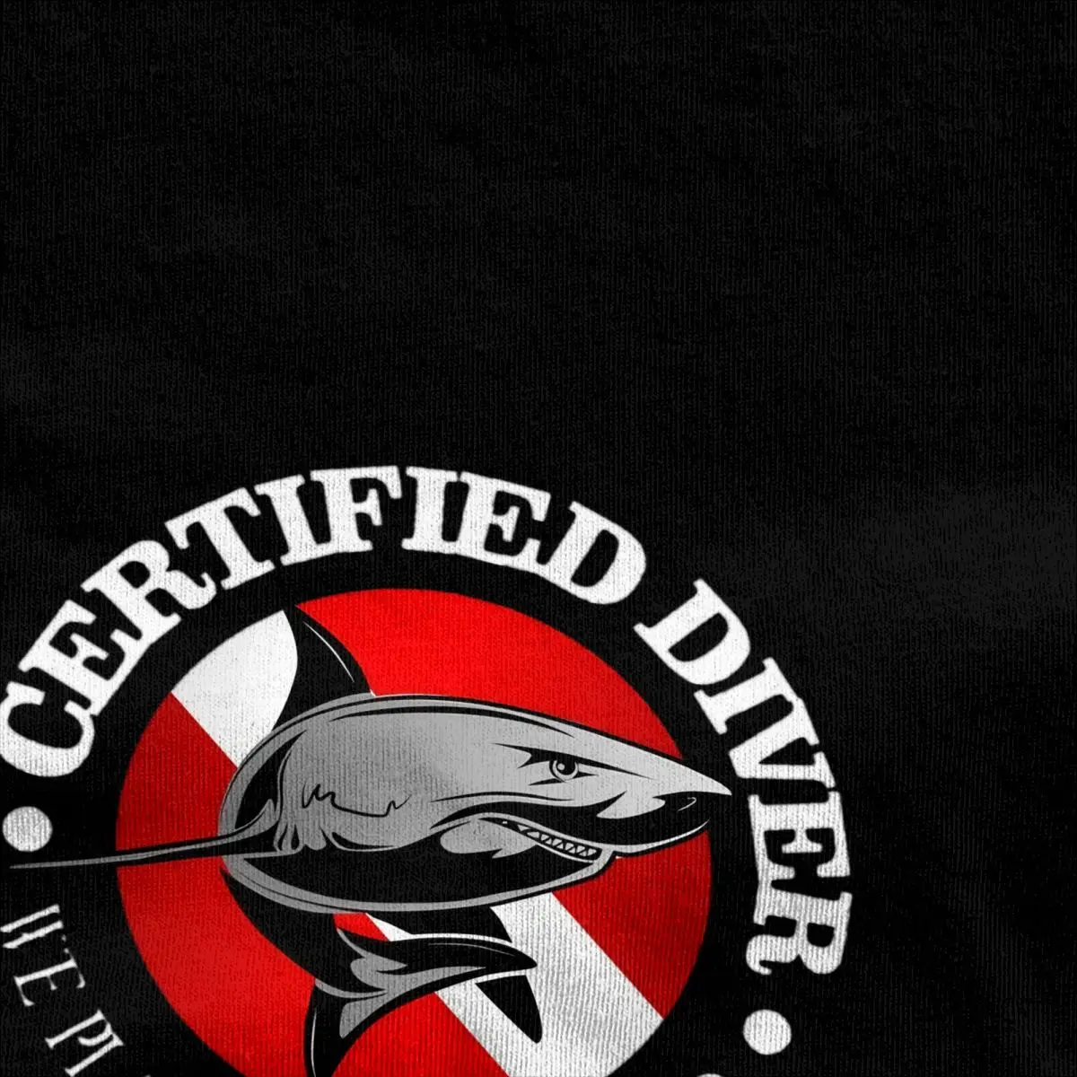 Novelty Certified Diver Shark T-Shirts Men Women\'s Crew Neck Cotton Scuba Diving Short Sleeve Tees Printed Clothing