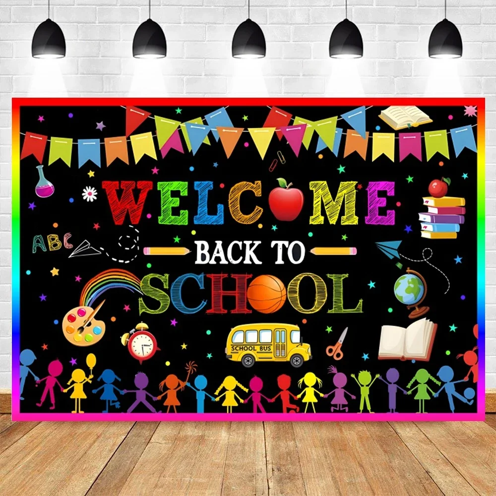 Welcome Back to School Theme First Day of Kindergarten Background Preschool Teachers Students Welcome Banner Decor Photo Studio