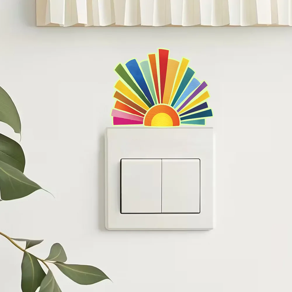 

Creative Cartoon Rainbow Luminous Wall Sticker Kids Room Switch Decoration Decals Bedroom Decor Glow In The Dark Socket Mural