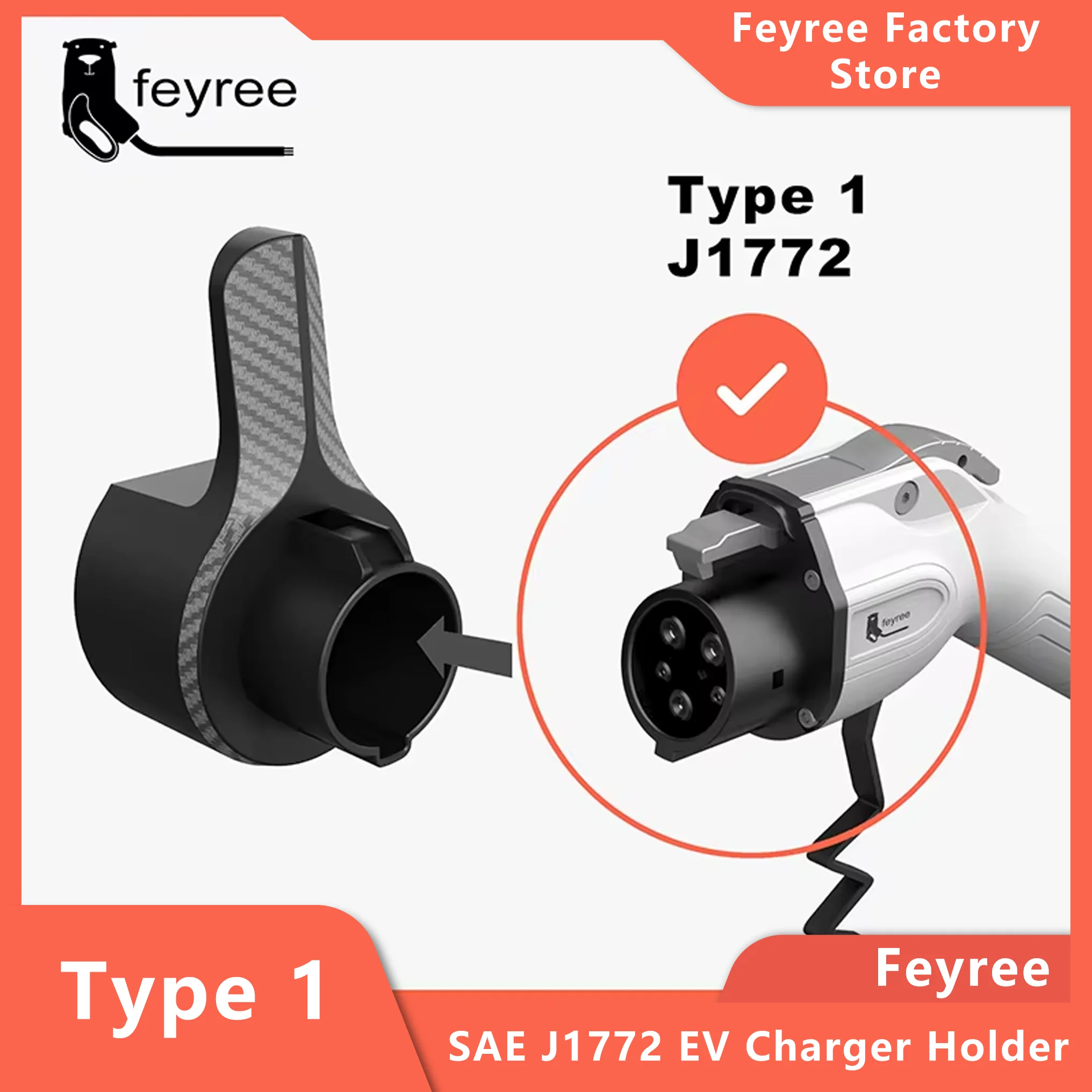 feyree Type1 EV Charger Holder Holster Dock For Electric Vehicle J1772 Connector Charging Cable Extra Protection Leading Wallbox