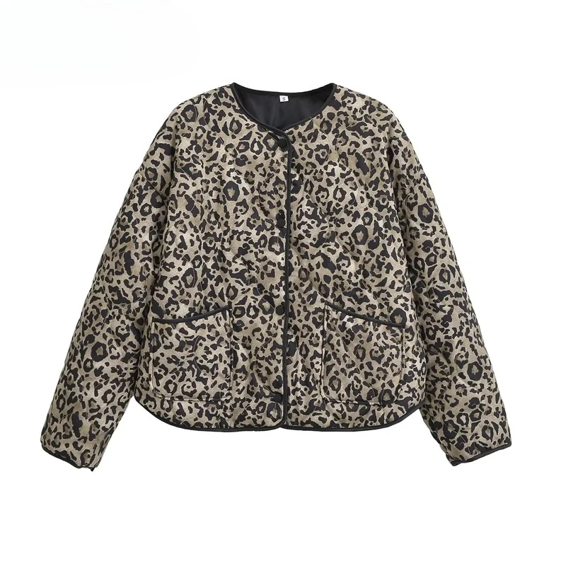 

Autumn New Leopard Print Jackets Women Coats Oversized Jackets Snap Button Overcoat Female Long Sleeve Female Jacket