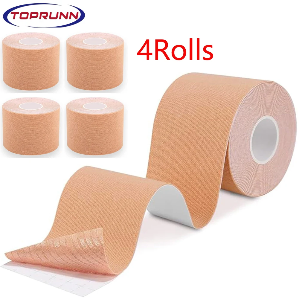 4 Roll Kinesiology Tape,5cm X 5m Waterproof Athletic Tape,Uncut Kinetic Tape,Elastic Muscle Tape,Sports Tape,Knee Tape