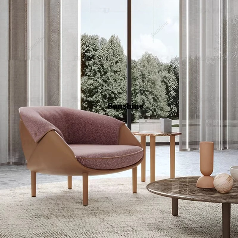 Italian light luxury microfiber leather single chair hotel lobby meeting guests to negotiate sofa chair