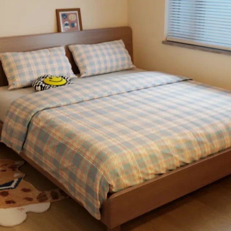 

Solid wood black walnut double simple master bedroom large bed bedroom household small apartment single solid wood