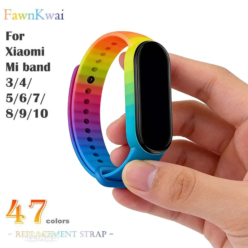 Силиконовый сменный ремешок для MiBand 10 9 8 7 6 5 4 3, спортивный браслет для Xiaomi Mi Band, аксессуары для часов