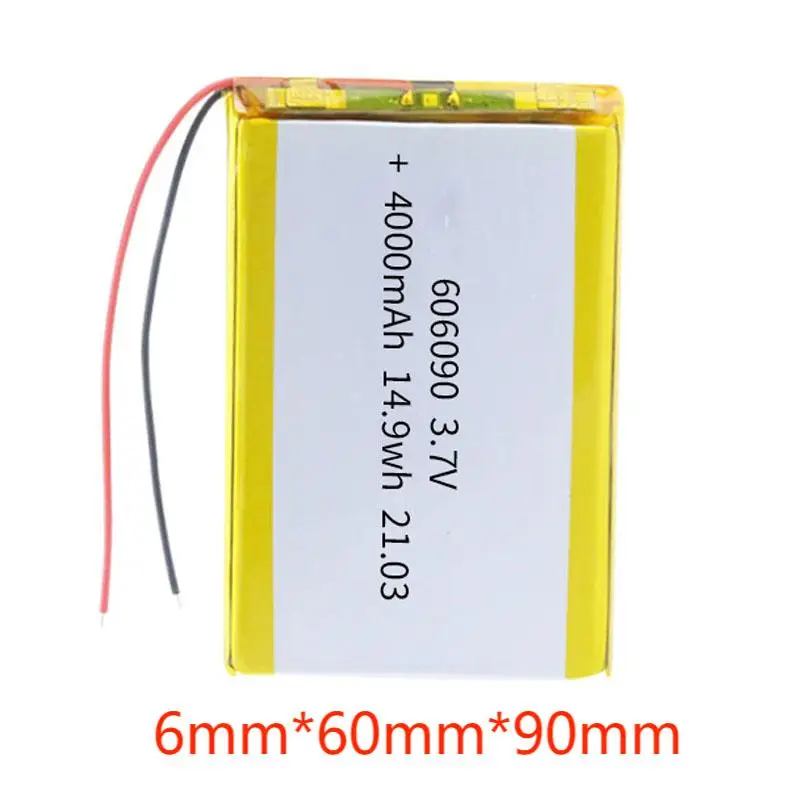 2/5/10/20Pcs 3.7V 4000mAh 606090 Lithium Polymer Ion Battery 2.0mm JST Connector