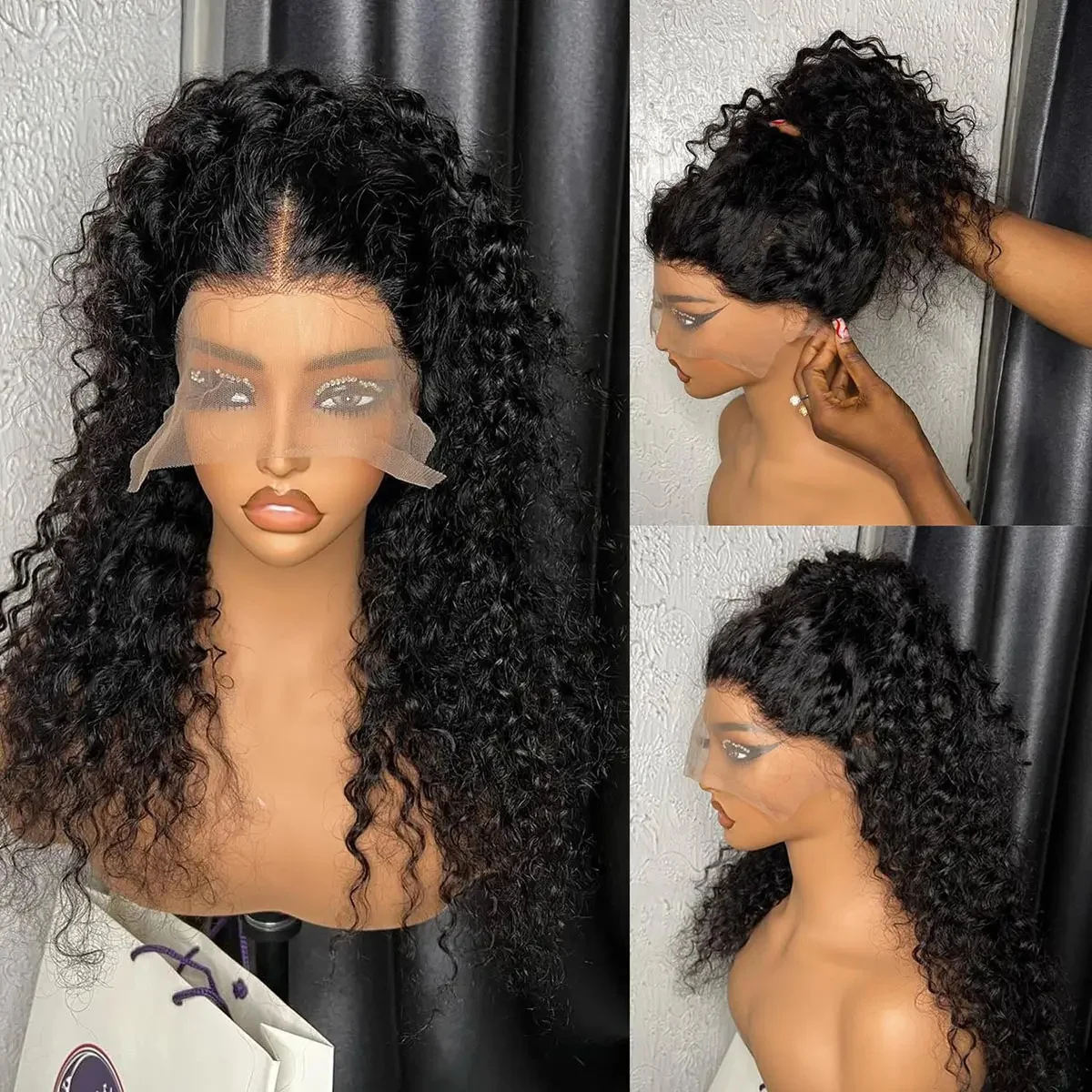 

BabyHair Длинные 26 дюймов Бесклеевые Натуральные Черные Кудрявые Вьющиеся 13*6 Парик из натуральных волос на кружеве спереди Еврейский парик из натуральных волос HD Кружевные европейские волосы Предварительно выщипанные