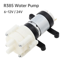 R385 Mini Water Pump Motor 6-12V/24V Self Priming Pump Electric Diaphragm Pump Large Flow 1.5-2L/Min for Fish Tank / Tea Machine