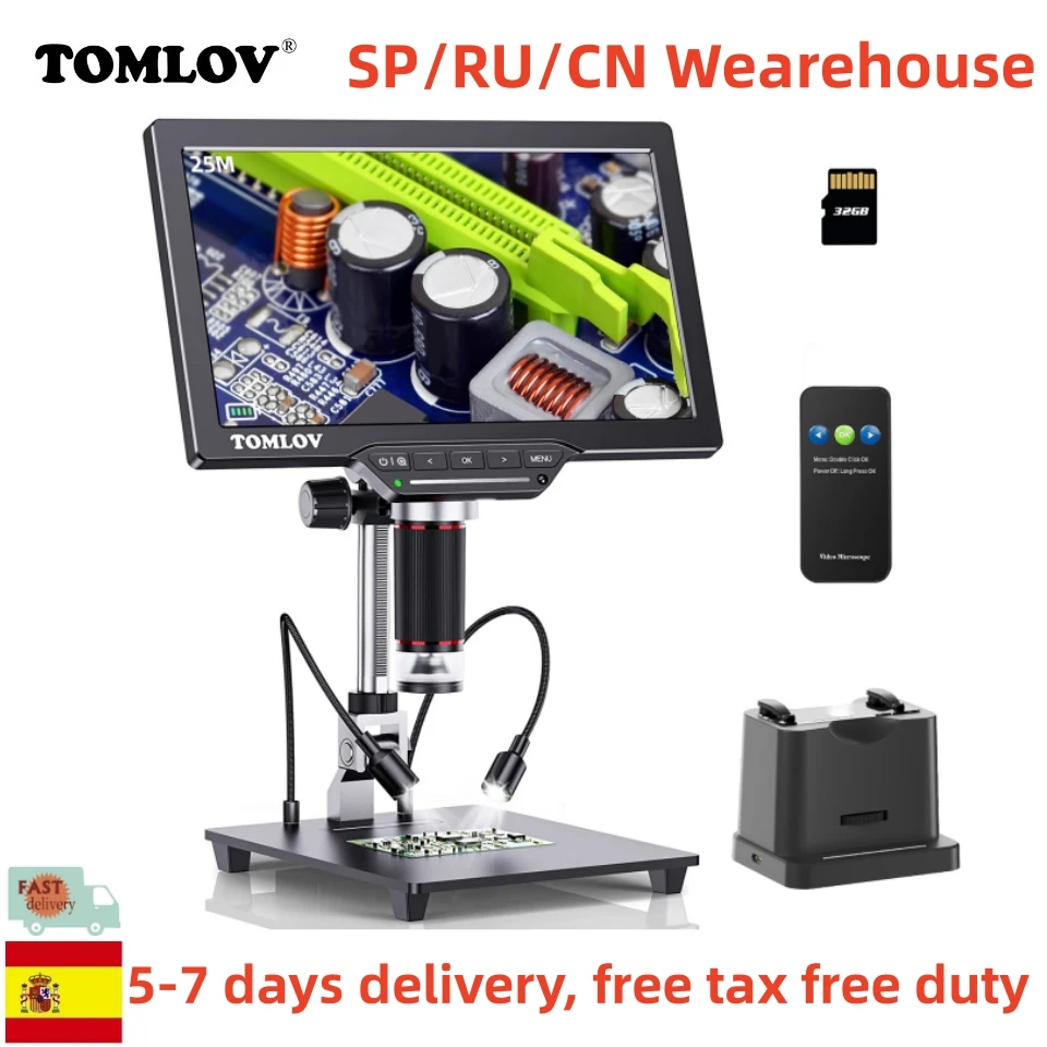 TOMLOV DM202 Max Digital Microscope 1300x, HDMI Microscope Camera 25MP 10\
