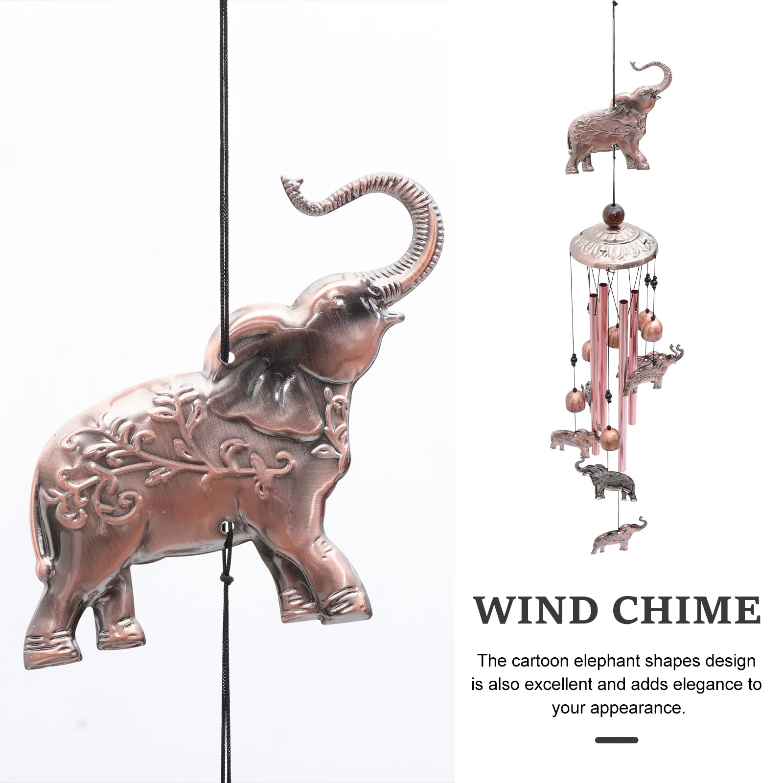 

1Pcs Vintage Elephant Wind Chime Bronze Cartoon Design Home Decor Pendant Gift for Women Girls Elegant Hanging Decor