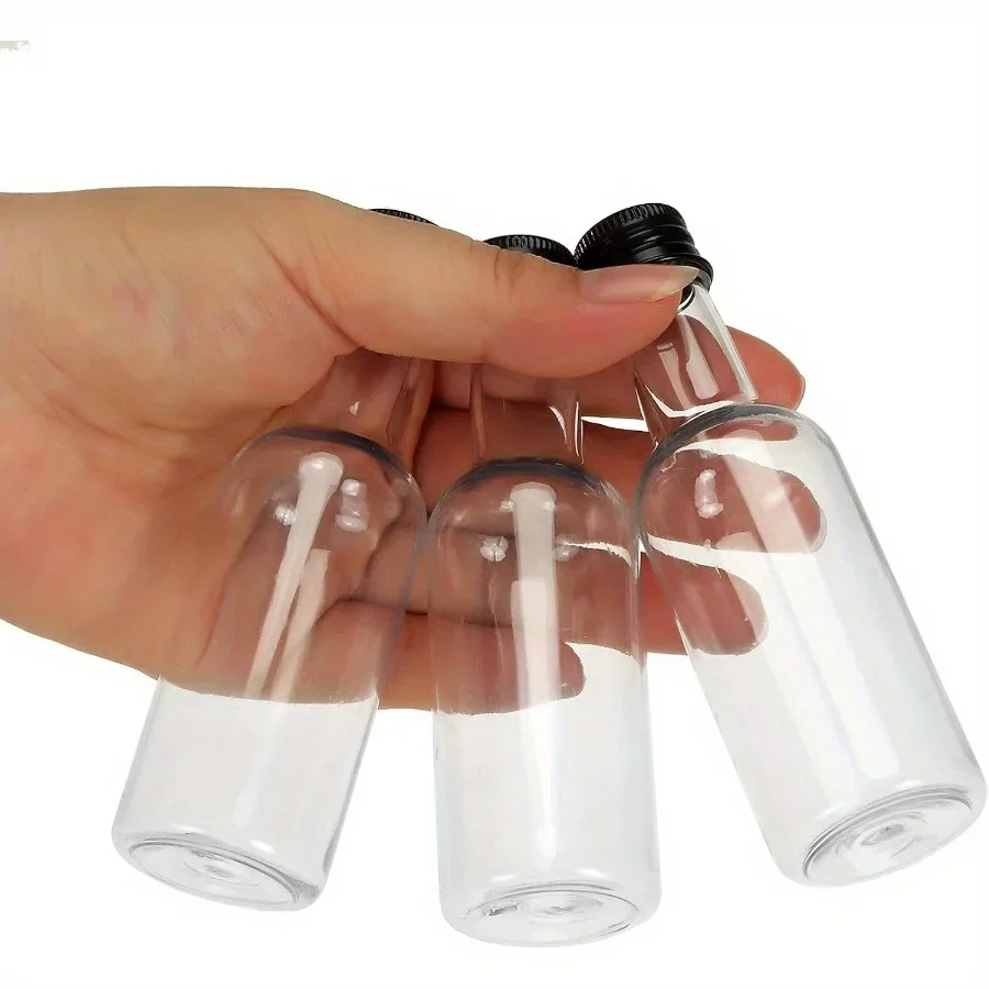 100pcs/Lot 25ml 50ml 100ML 150ML Mini Liquor Bottle Empty Plastic Juice Bottles with Aluminum Lids for Weddings Parties Cocktail